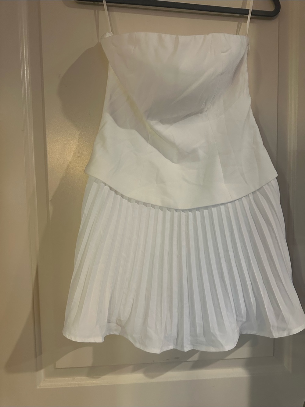 NWT Commense White Strapless Pleated Mini Dress - S - Picture 3 of 6